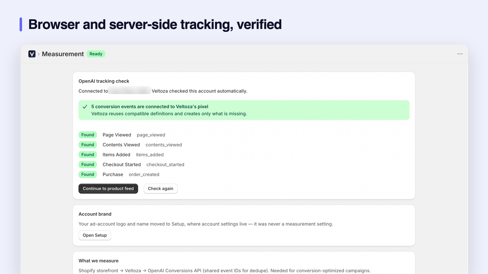 Conversion tracking check with five events found